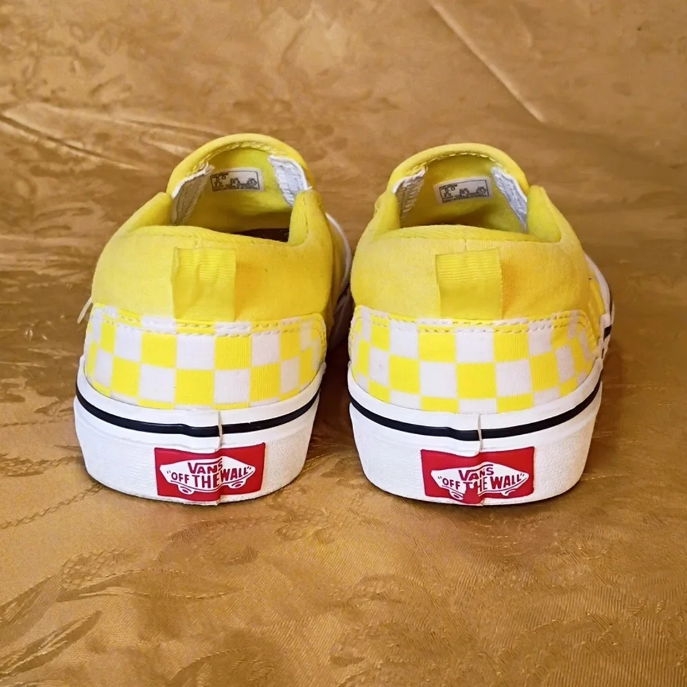 VANS Brighten  Yellow Checkered Slip-On Shoes Women's 5.0 - Picture 5 of 8